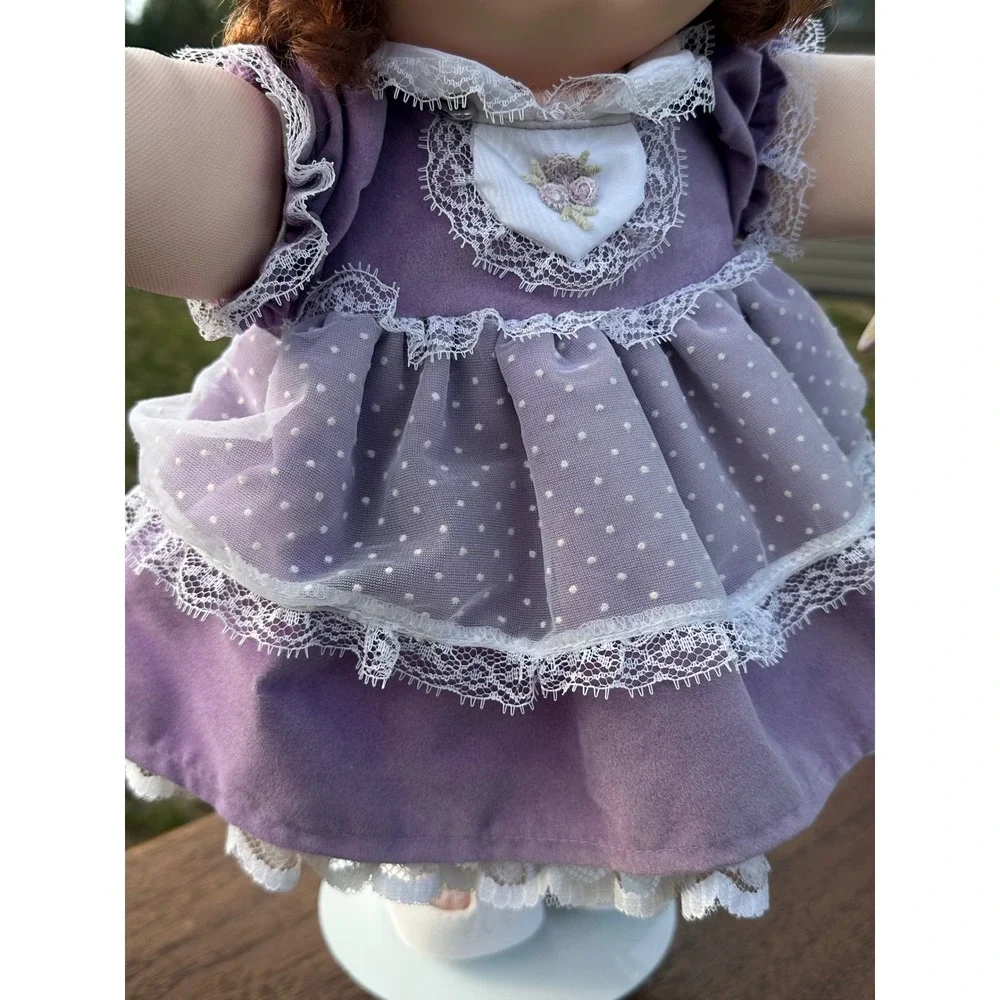 Vintage Cabbage Patch Kid Doll HM 18 Curly Brown Cornsilk Hair P Factory Purple